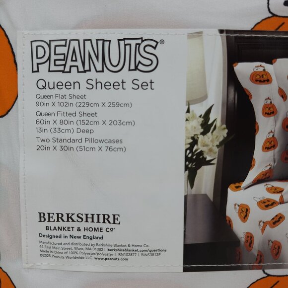 Peanuts Snoopy Queen Sheet Set By Berkshire Pumpkin Halloween Fall - Picture 5 of 6